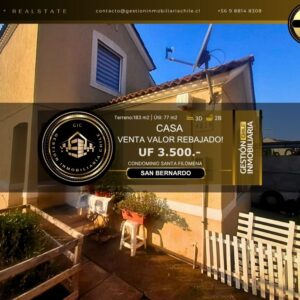 IMPERDIBLE CASA EN CONDOMINIO SANTA FILOMENA, SAN BERNARDO