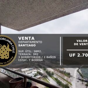 SE VENDE DEPTO. 3D/ 2B /ESTAC/ BD PARQUE LOS REYES, SANTIAGO