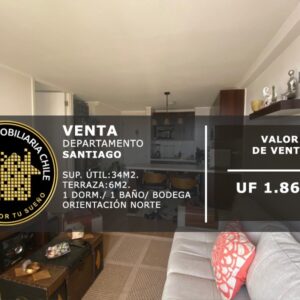 SE VENDE PRECIOSO DEPTO 1D/1B/BD METRO PARQ. O'HIGGINS