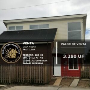 OPORTUNIDAD! CASA NUEVA A MIN. DEL CENTRO DE FRUTILLAR !